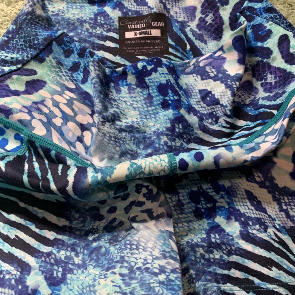 Constantly Varied Gear Women's Athletic Shorts in Blue Teal Purple Print